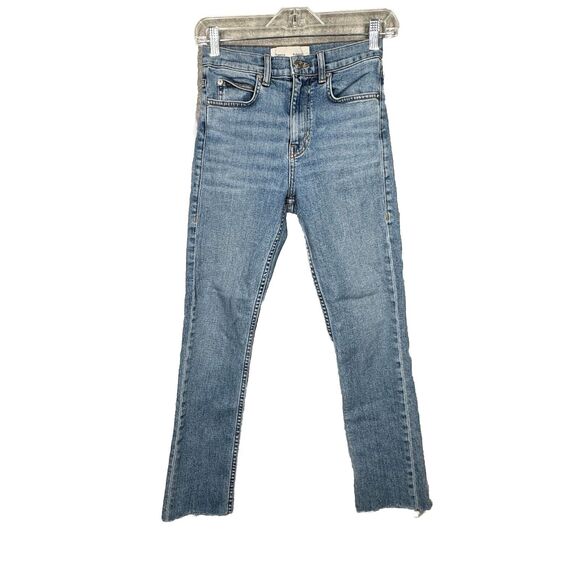 Proenza Schouler Jeans Womens 2 25" Blue Skinny Crop Fading Whiskering‎ Casual - Picture 1 of 10